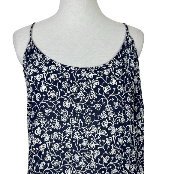 Soft Surroundings Navy & White Floral 100% Rayon Cami Shift Midi Slip Dress - Picture 3 of 8